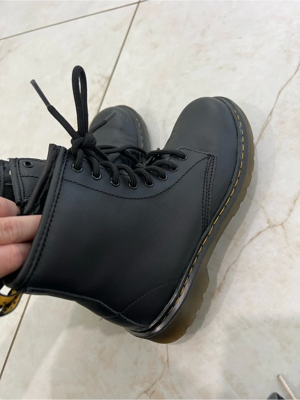 Dr. Martens Black Leather 1460 Lace Up Combat Boots Size 3 US Juniors